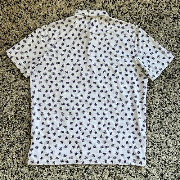 Johnnie-O Polo Shirt TCU Logo All Over Print White Purple Short Sleeve Men’s XL - Picture 14 of 15